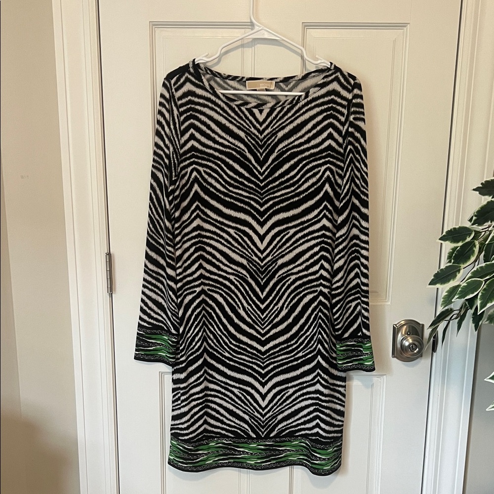 Michael Kors Black and White Patterned Dress Size Large